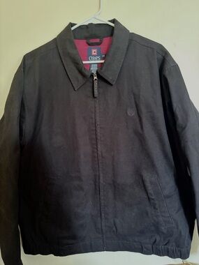 Chaps Black Men's Collared Zip Bomber Jacket